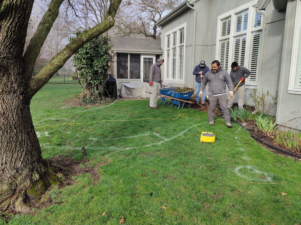 Our team members plan backyard renovation in Olathe